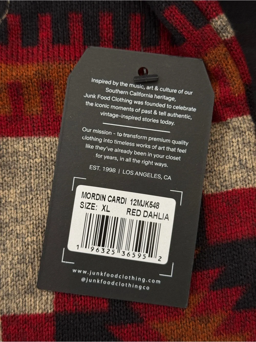 Junk Food New W Tags Mordini Cartigan Red Dahlia 12MJK548 Size XL Sweatshirt